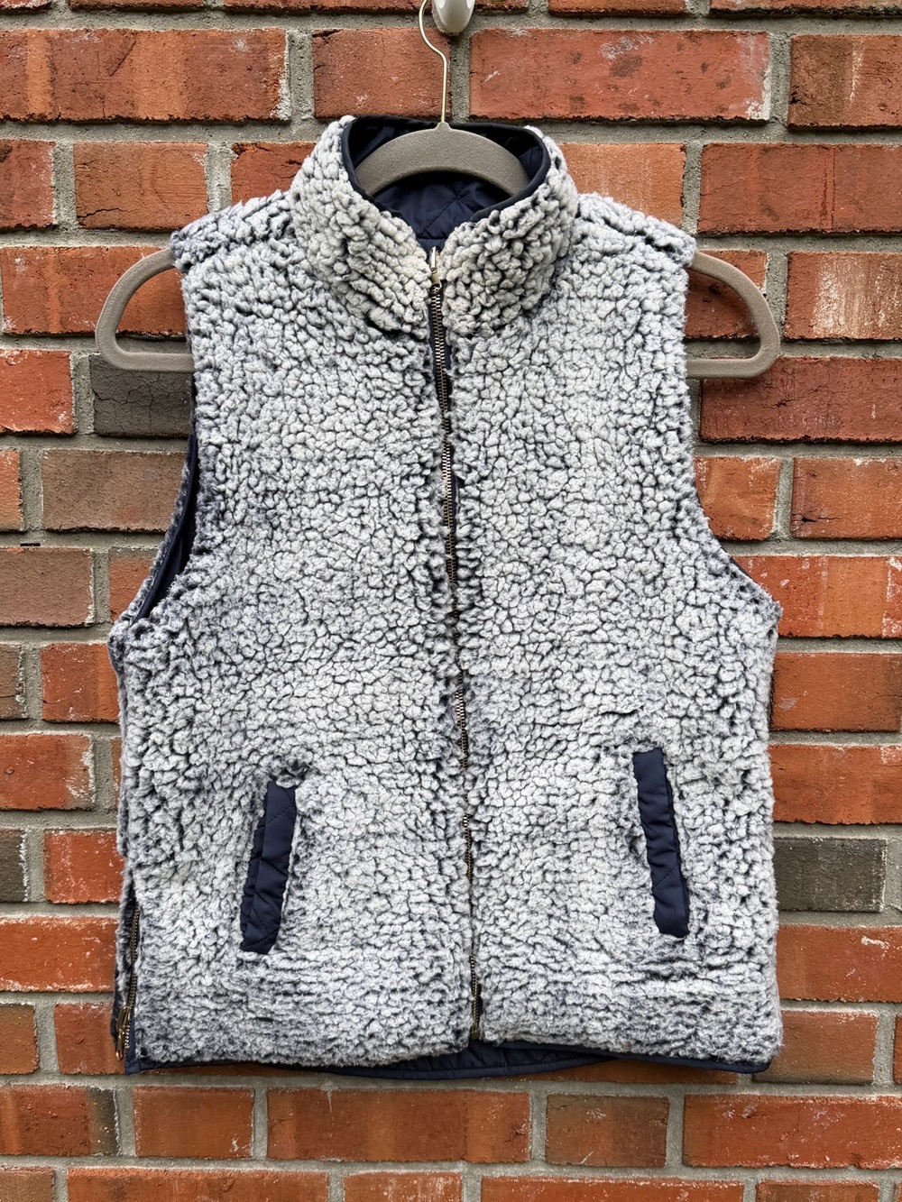 Francesca’s Collection Mi Ami Navy Reversible Sherpa Fleece Vest